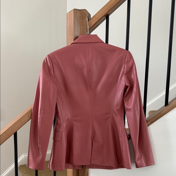 Zara Faux Leather Double-Breasted Rose Marsala Blazer Size S - Picture 4 of 9